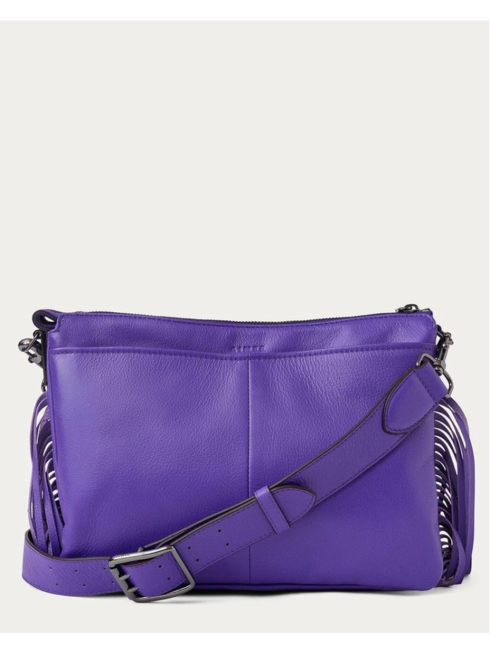 Aimee Kestenberg Royal Purple Chevron Famous Fringe Large Crossbody - Picture 2 of 5